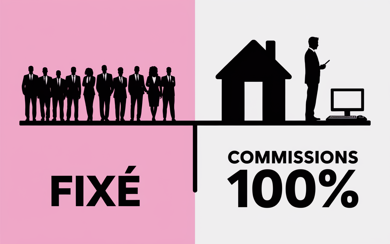 Illustration comparaison salaires agent immobilier salarié et indépendant 2025