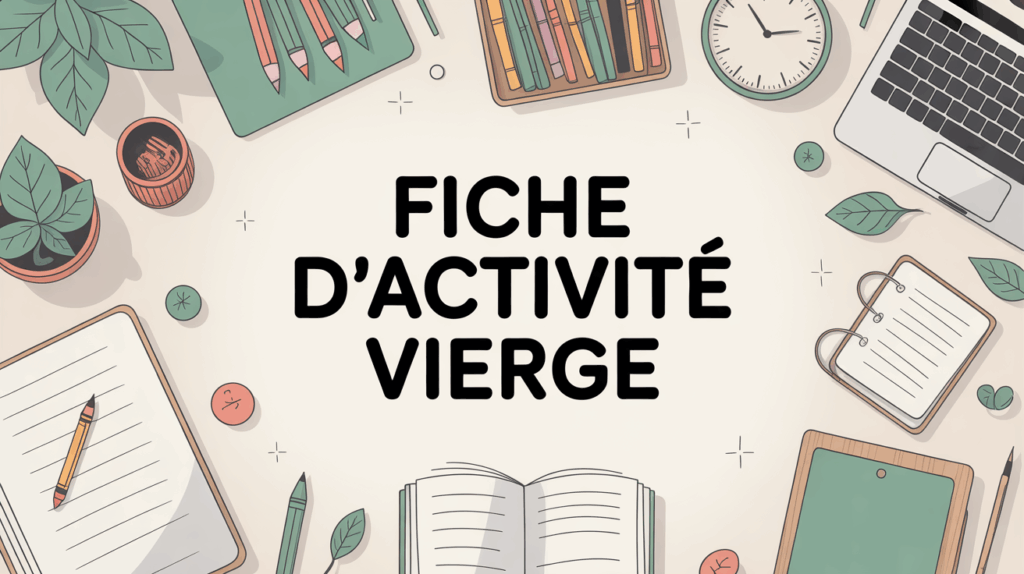 illustration de bureau organise avec fiche d activite vierge