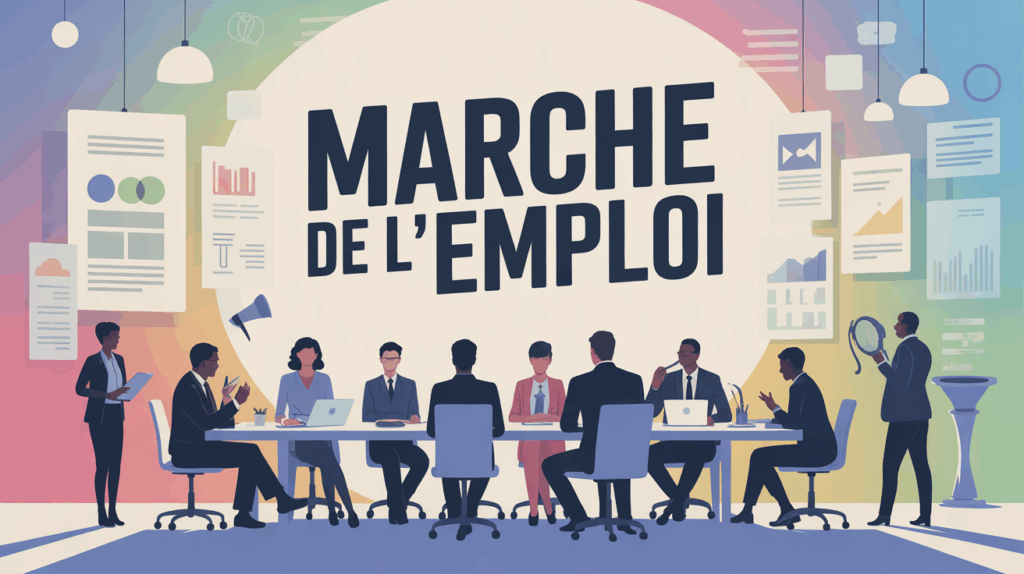 Groupe diversité profils autour table moderne marche de l emploi