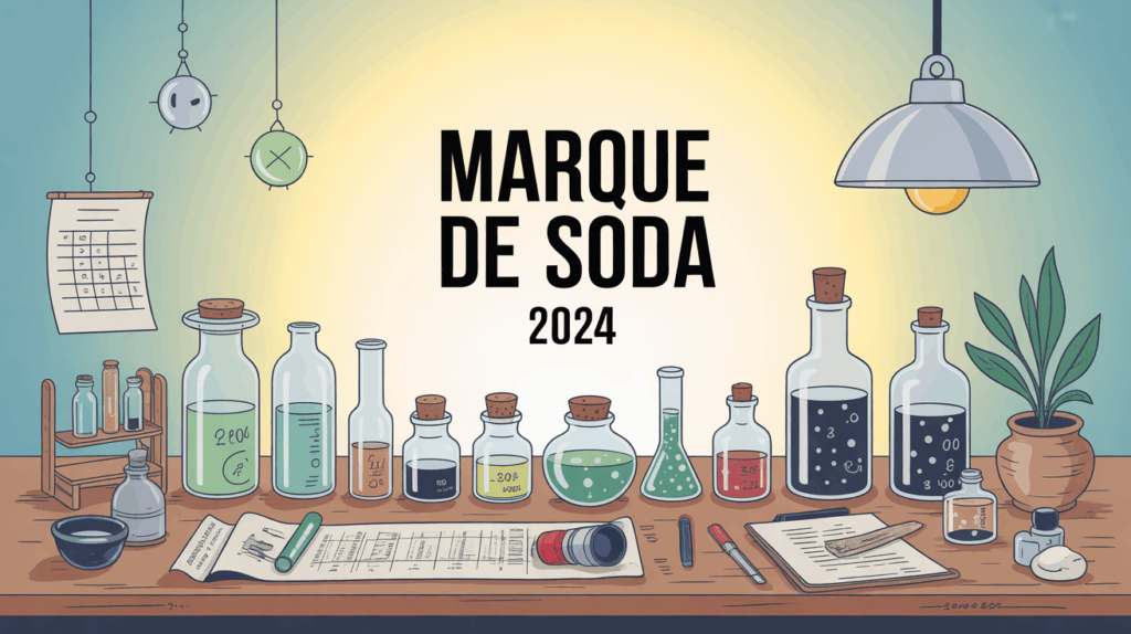 Illustration plan de travail entrepreneur marque de soda 2024