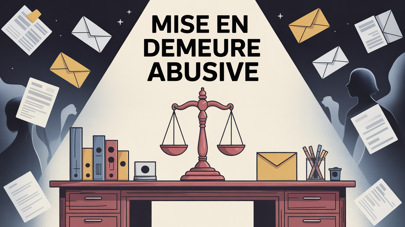 balance de la justice sur bureau avec papiers mise en demeure abusive