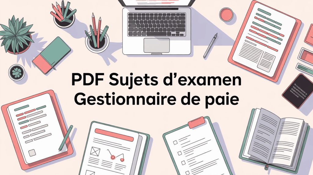 Bureau moderne avec PDF sujets d examen gestionnaire de paie