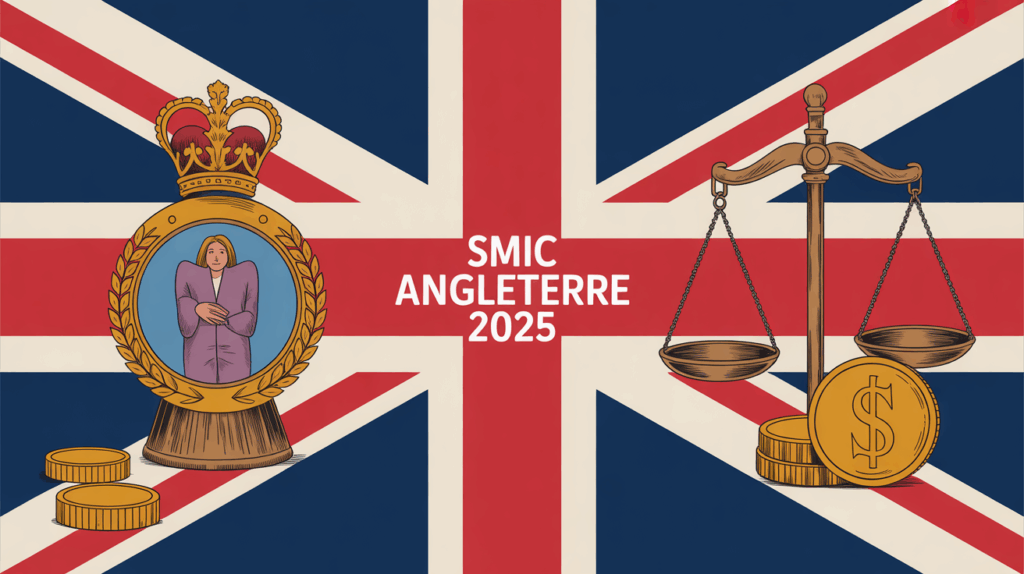 SMIC Angleterre 2025 image drapeau et badge paie