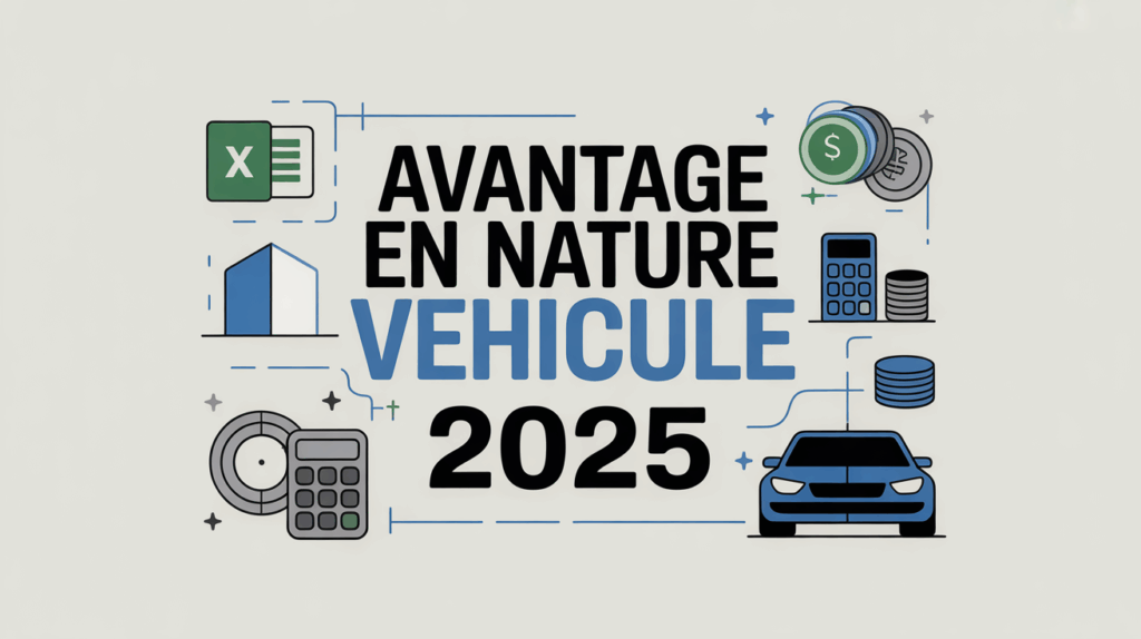 Visuel Excel avantage en nature véhicule 2025 avec symboles voitures et calcul