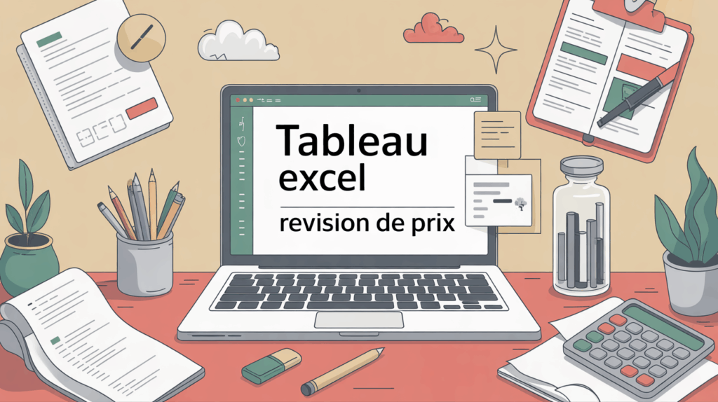 Tableau Excel révision de prix affiché sur écran