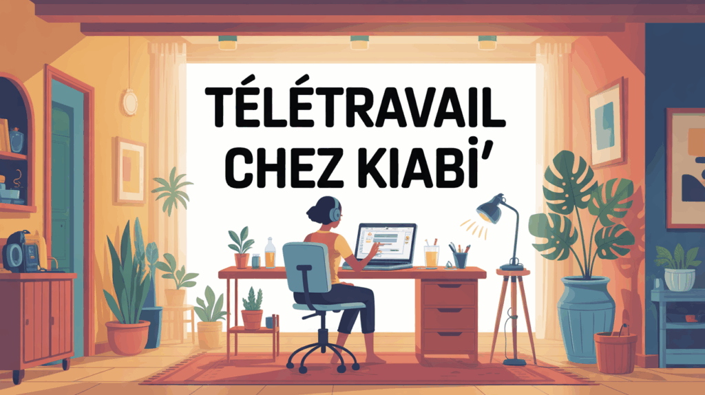 Personne en teletravail chez Kiabi dans interieur maison moderne