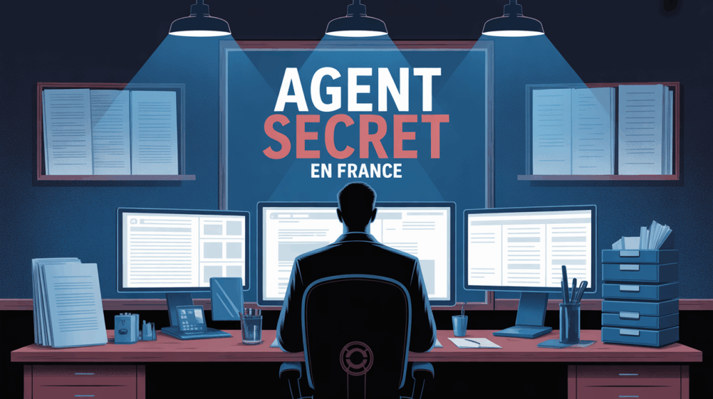 bureau agent secret france silhouette écrans dossiers