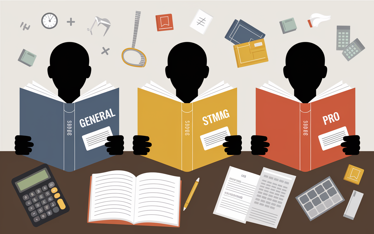 Trois bacs pour études comptabilité