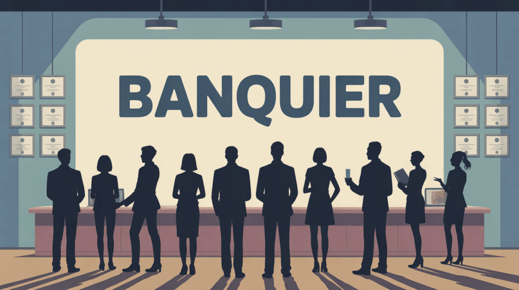 Scène banque moderne diplômes banquier