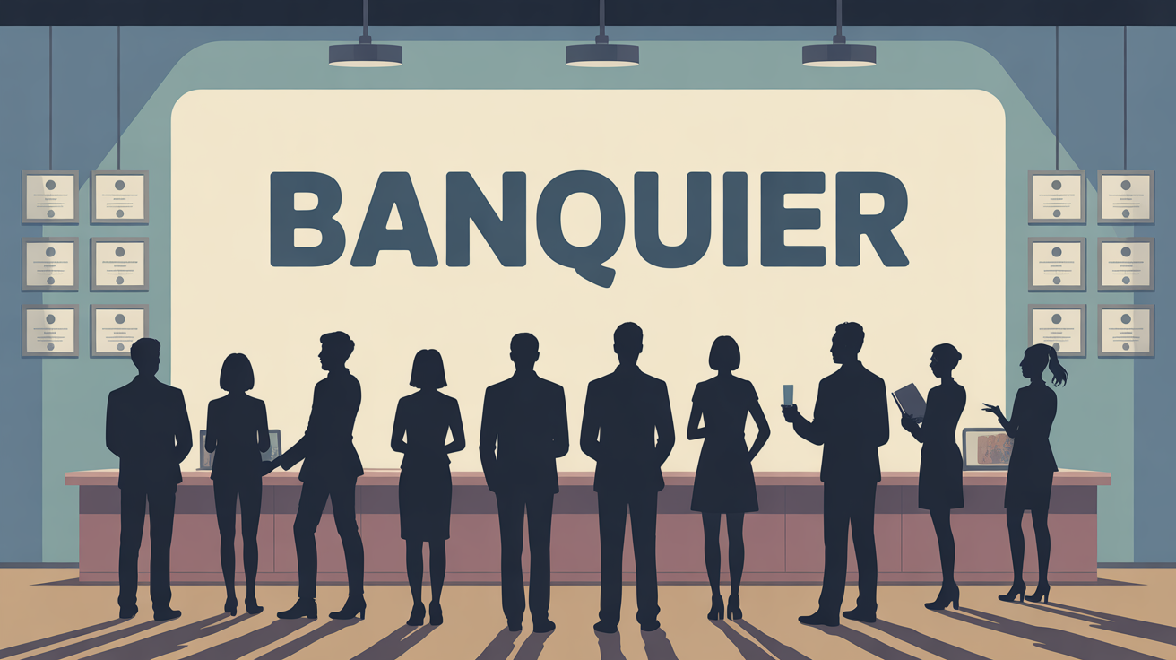 Scène banque moderne diplômes banquier