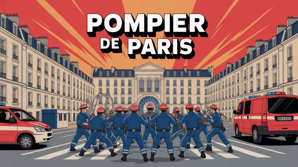 illustration brigade pompiers paris devant caserne