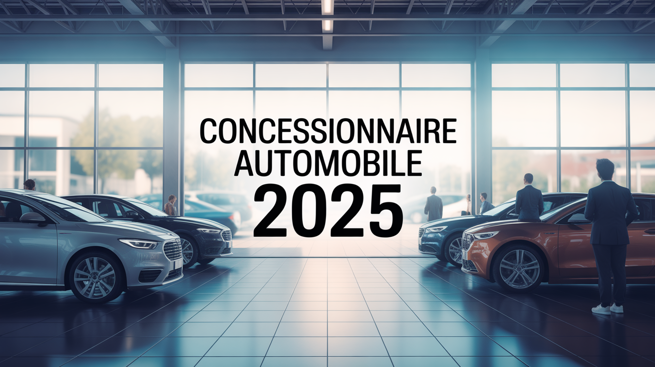 Showroom concessionnaire automobile 2025 vue stylisée