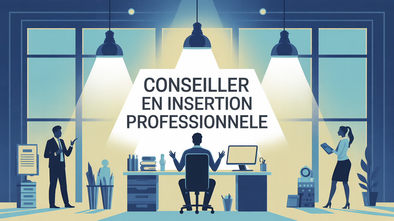 Illustration conseiller en insertion professionnelle au bureau