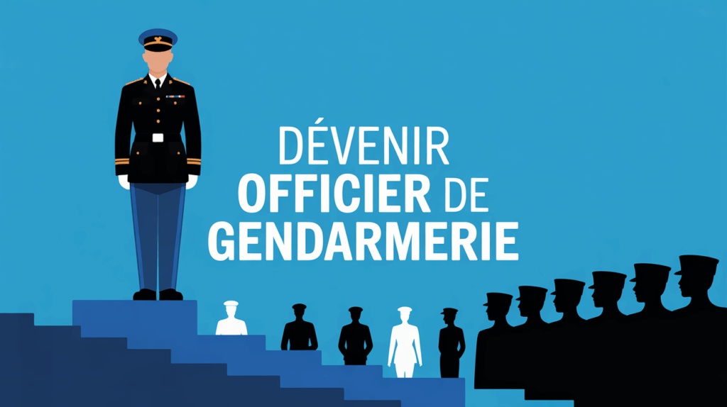 officier de gendarmerie debout progression carriere titres gradins silhouettes