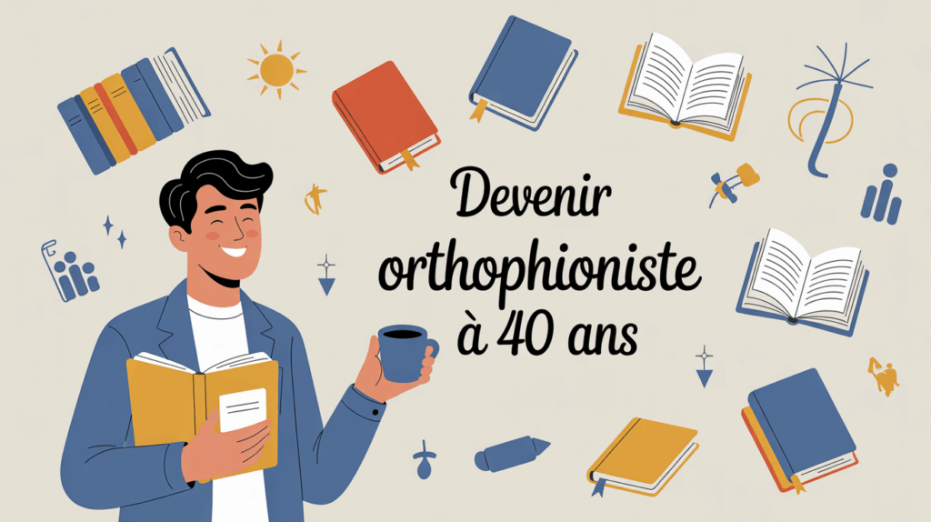Illustration adulte carnet café devenir orthophoniste à 40 ans