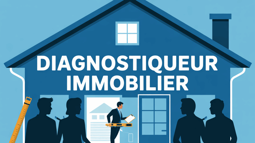 Illustration diagnostiqueur immobilier en maison avec matériel