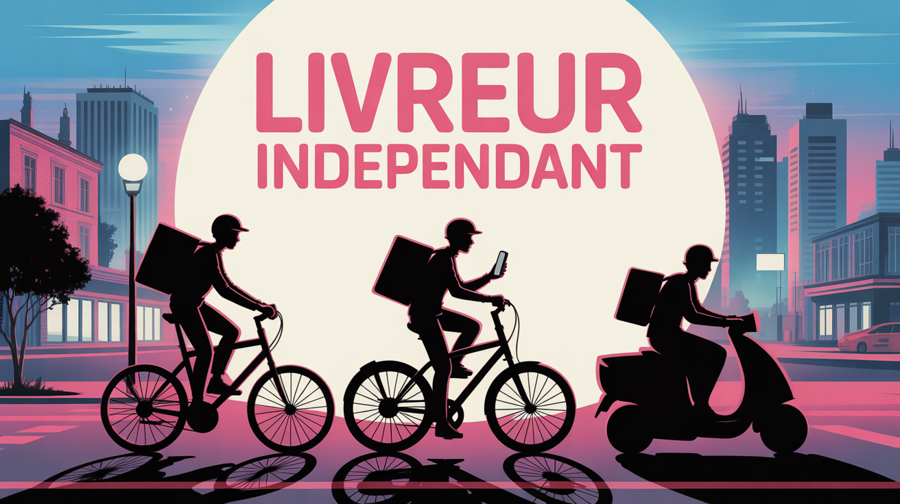 silhouette livreurs independants deliveroo en ville moderne