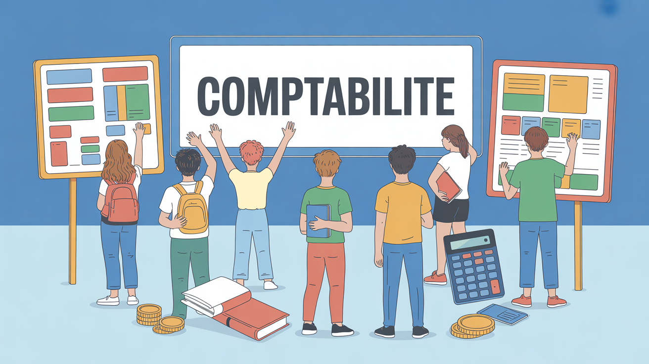 Jeunes devant panneaux orientation comptabilité