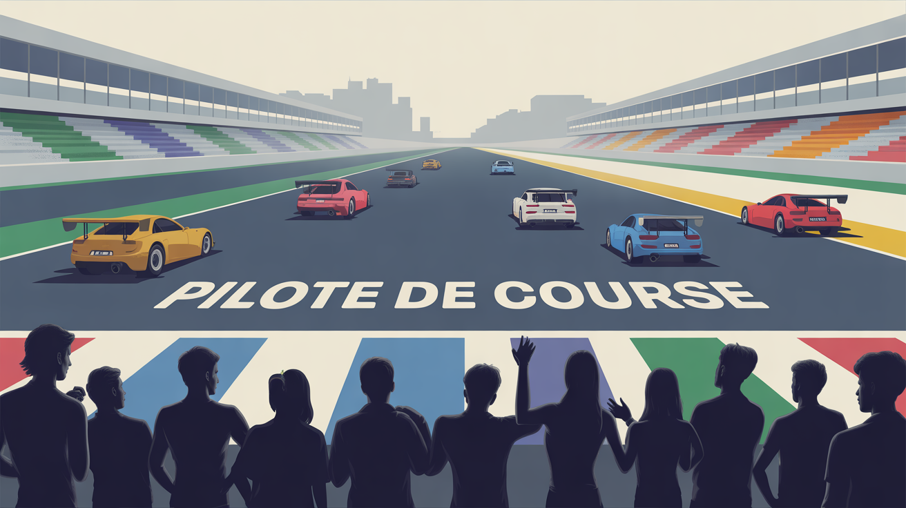 Piste automobile, monoplaces colorées, ambiance dynamique, France