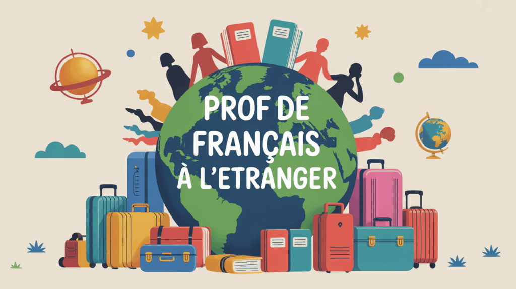 prof de francais a l'etranger globe valises silhouettes