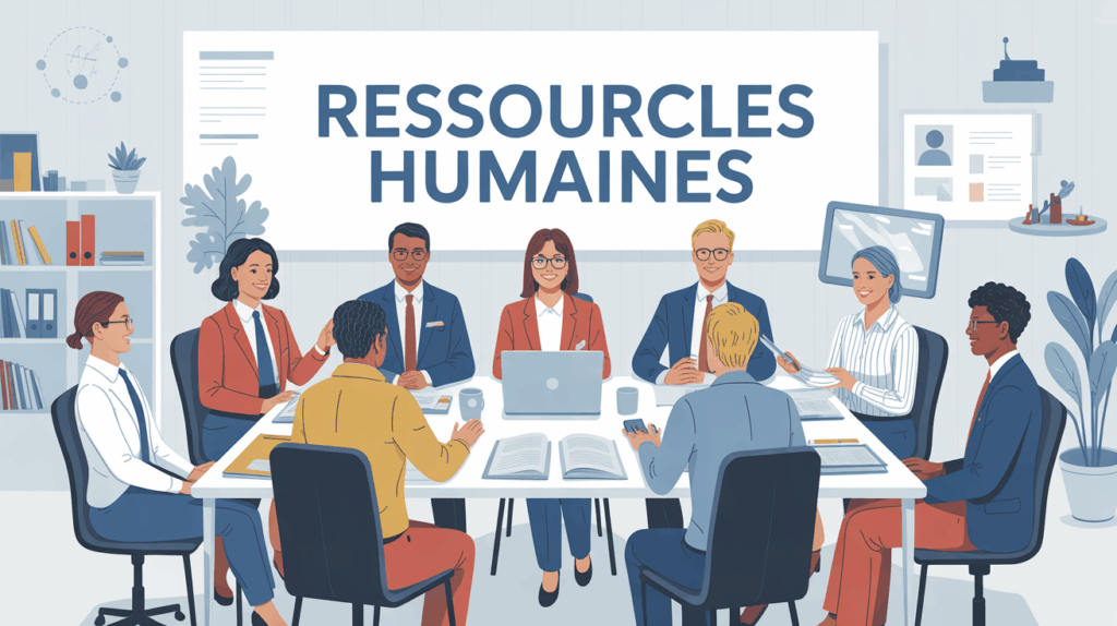 illustration groupe ressources humaines autour d'une table