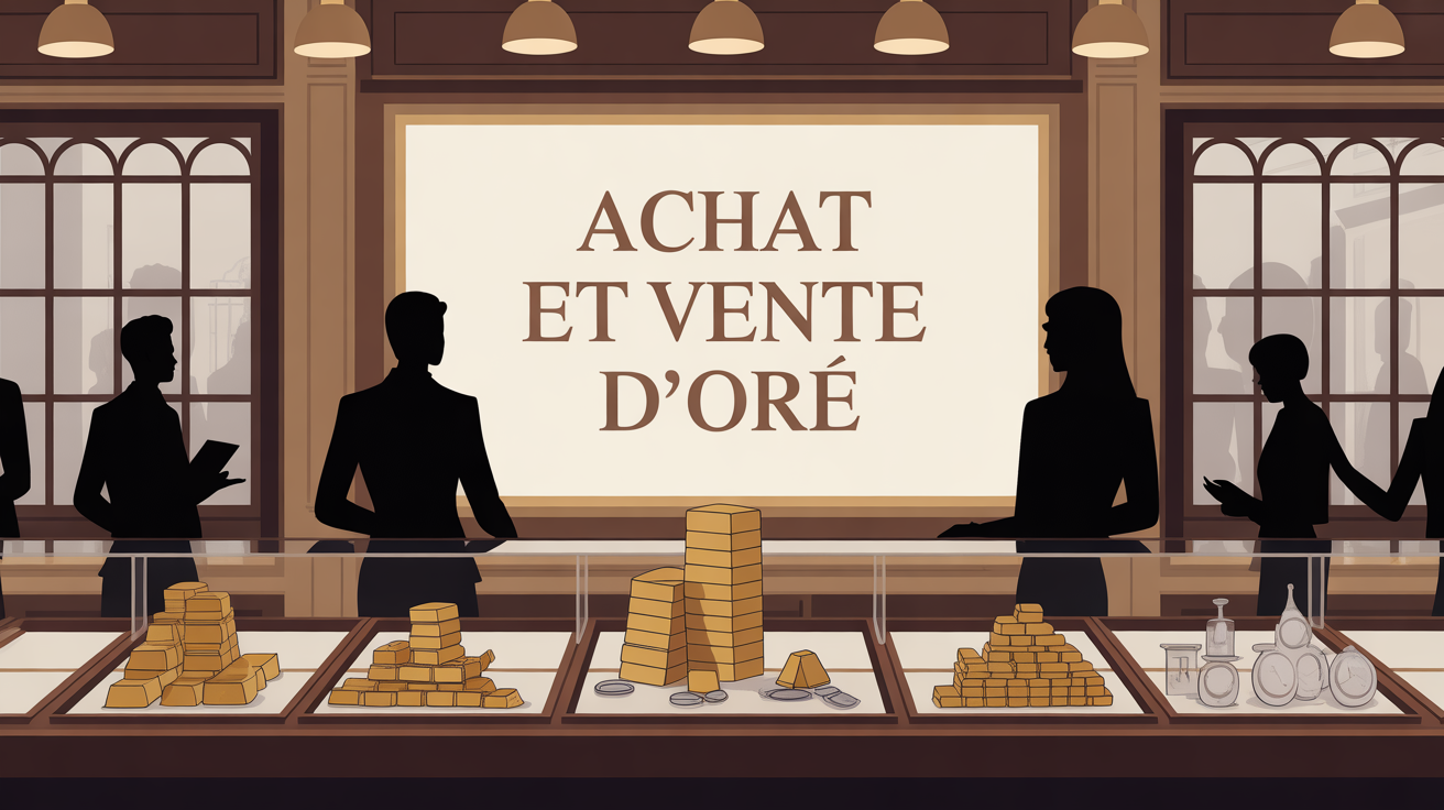 Vitrine agence Godot et Fils avec lingots et pièces d'or
