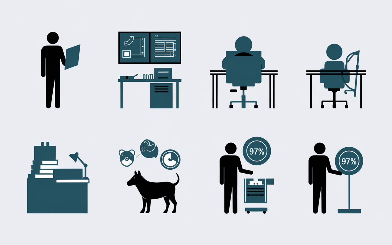 étapes assistant vétérinaire pictogrammes formation asv