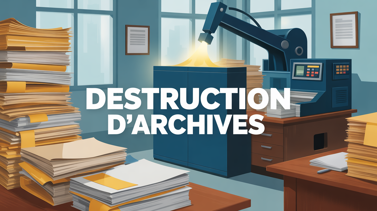 Destruction d'archives piles dossiers broyeuse