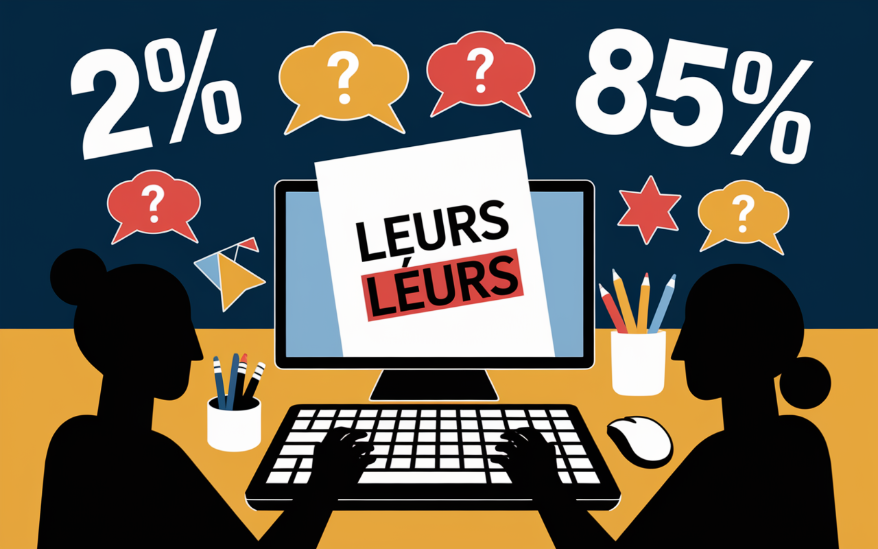 correction mot leurs bureau chiffres 2 et 85 pour leur