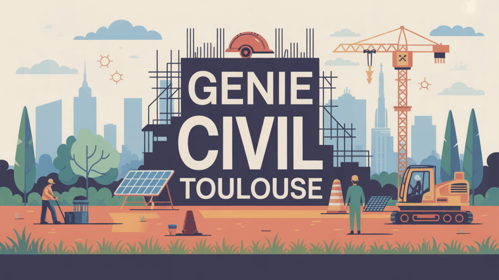 Illustration chantier génie civil Toulouse skyline