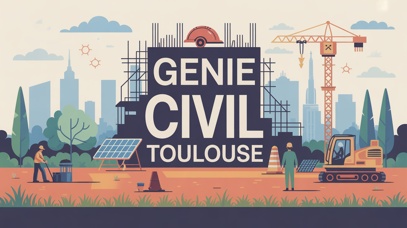Illustration chantier génie civil Toulouse skyline