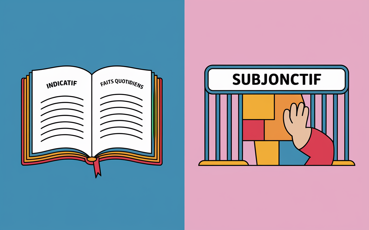 Tableau explicatif indicatif subjonctif conjugaison voir