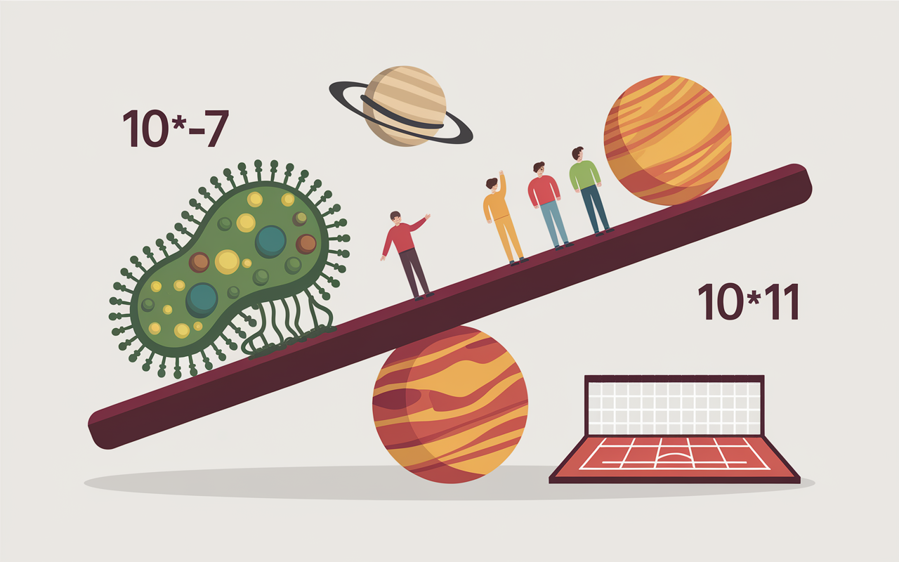 puissances de 10 balance échelle atome planète