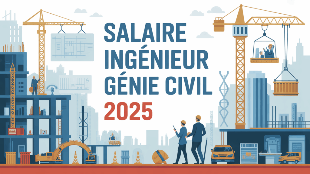 Illustration chantier urbain salaire ingenieur genie civil 2025