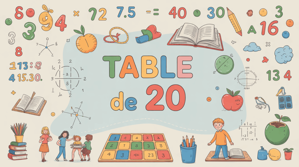 illustration tableau multiplication 20 chiffres educatif
