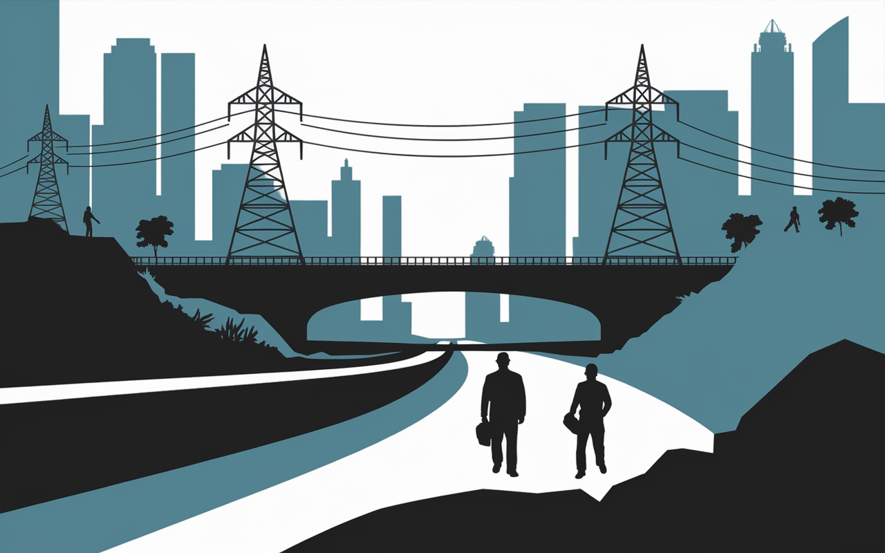 Paysage urbain TP, routes, ponts, canalisations, ouvriers