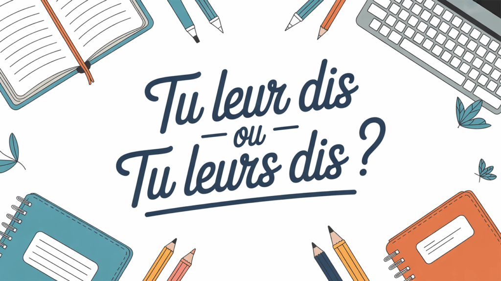 cahier stylos clavier titre tu leur dis ou tu leurs dis