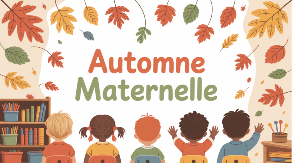 Illustration automne maternelle enfants feuilles multicolores animaux