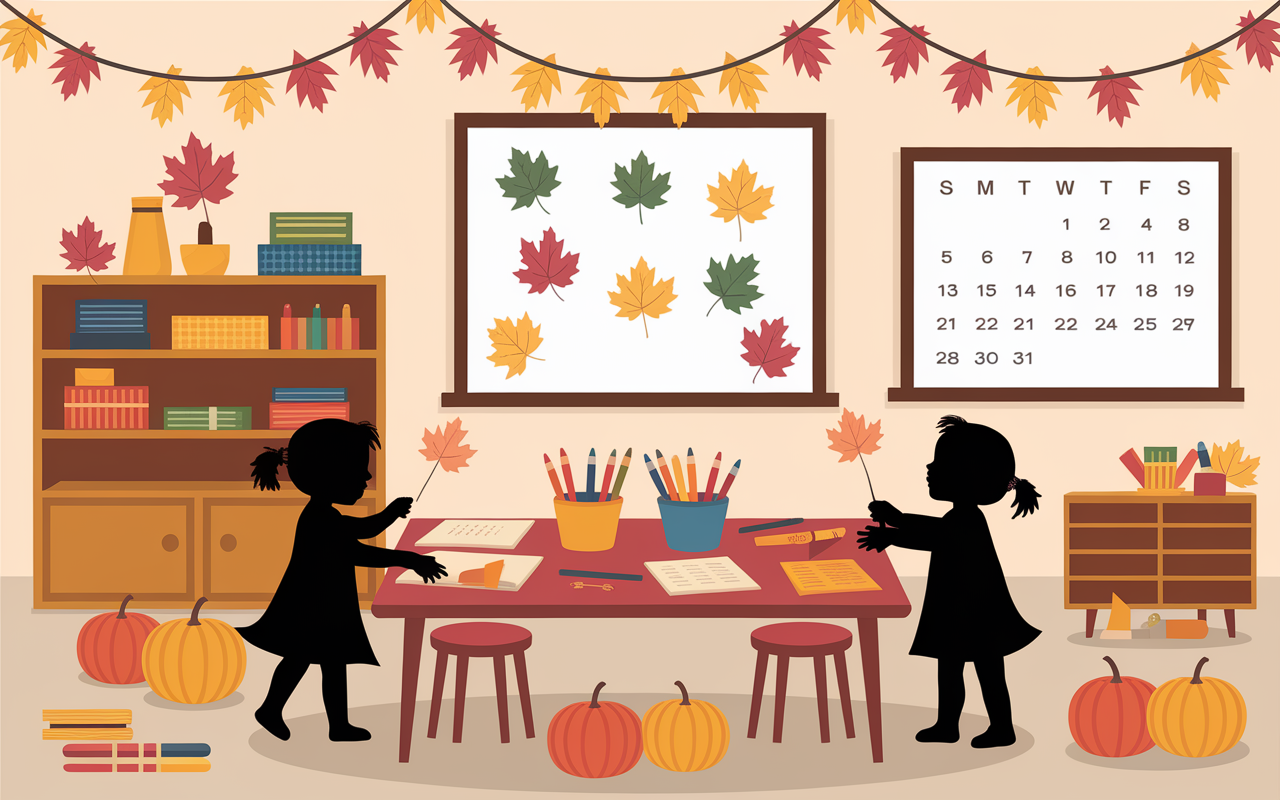 Classe décorée automne maternelle ateliers partagés