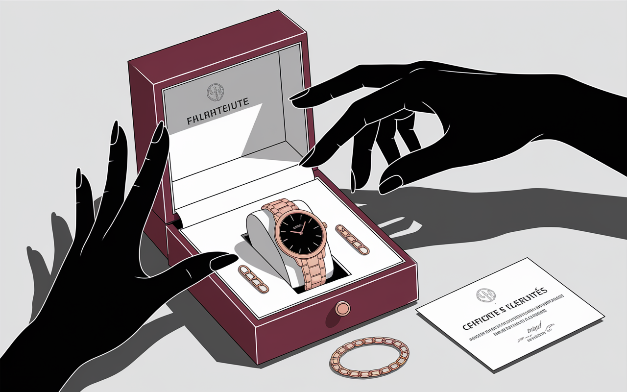 bijoux VVS montre et chaine avec certificat authentique