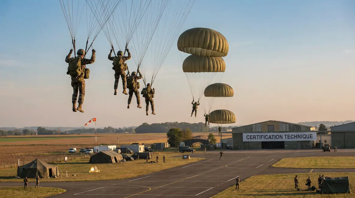 parachutistes en descente vue collective