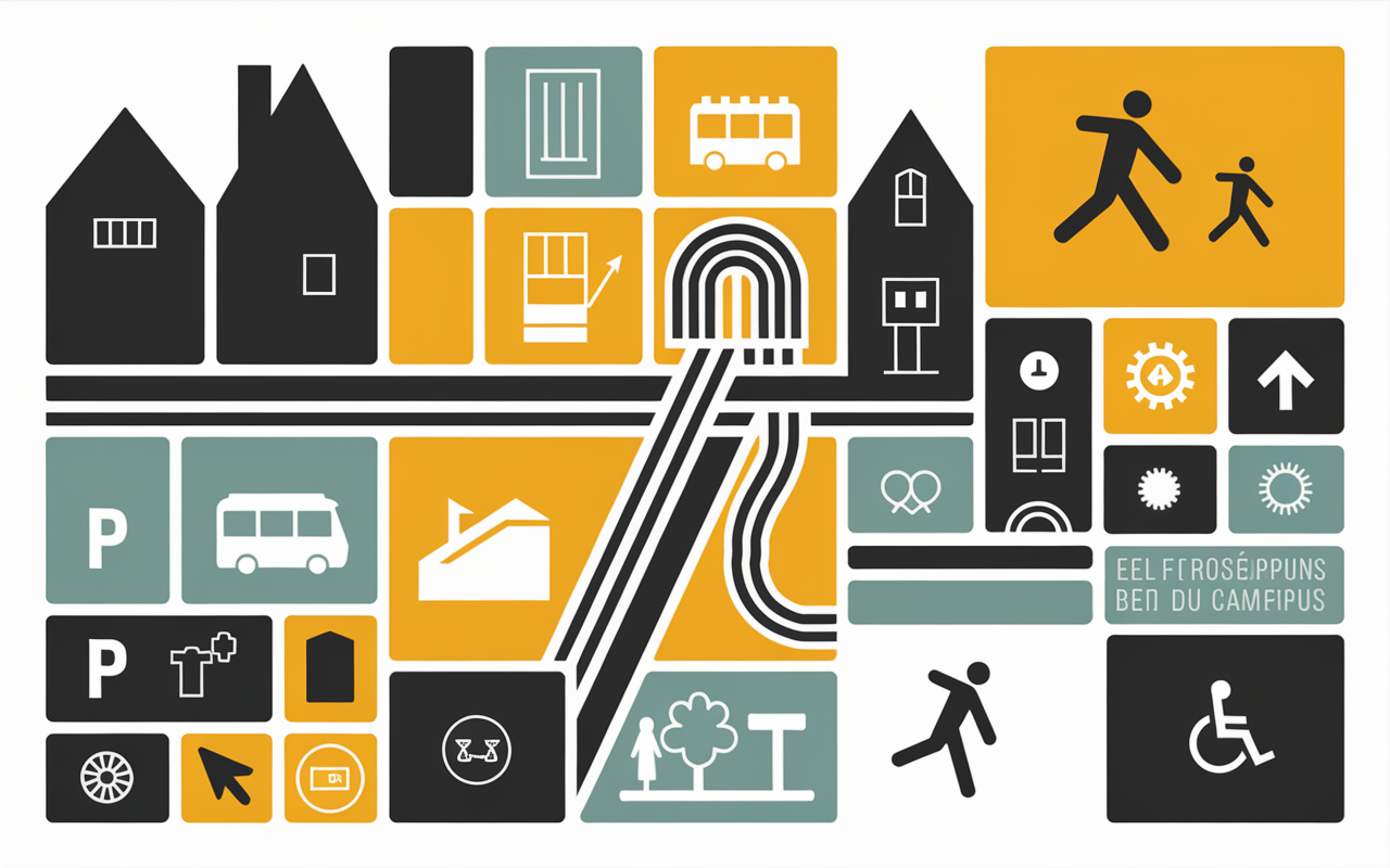 Plan accès Campus 4 Caen tram bus parking