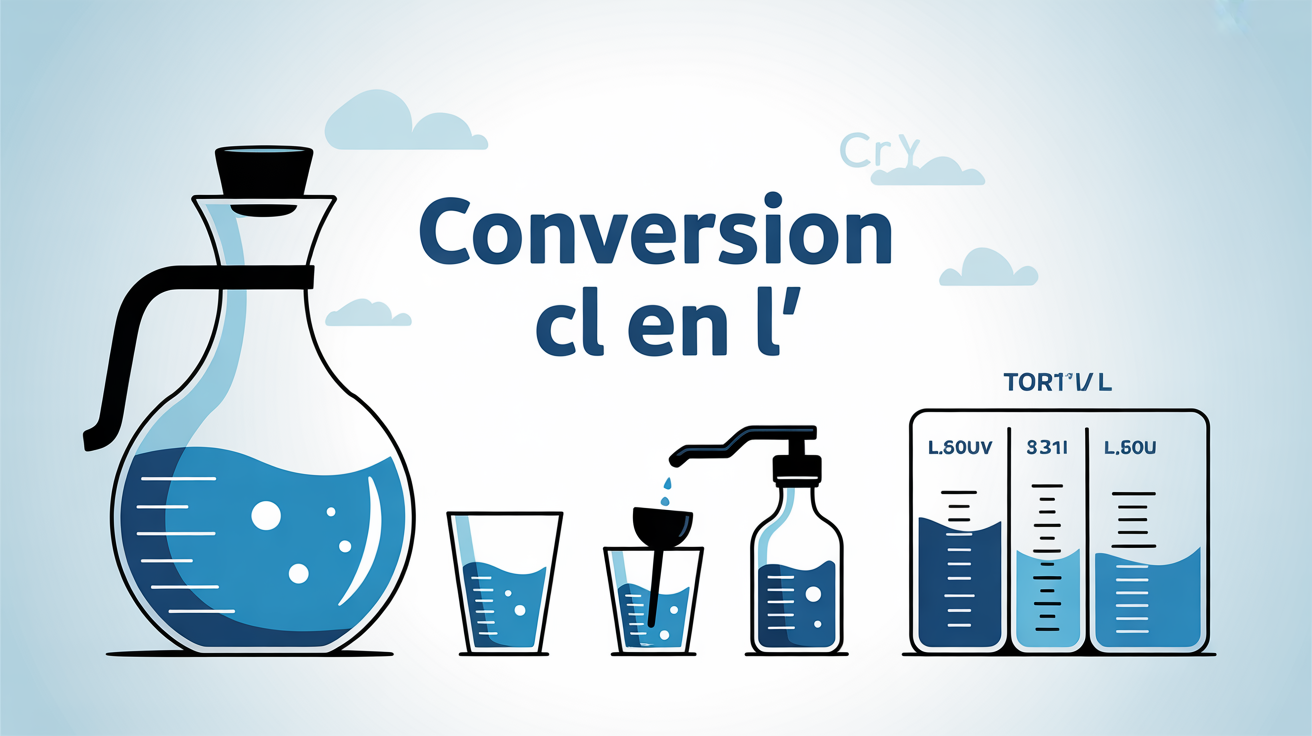 Conversion cl en L carafe d'eau et tableau