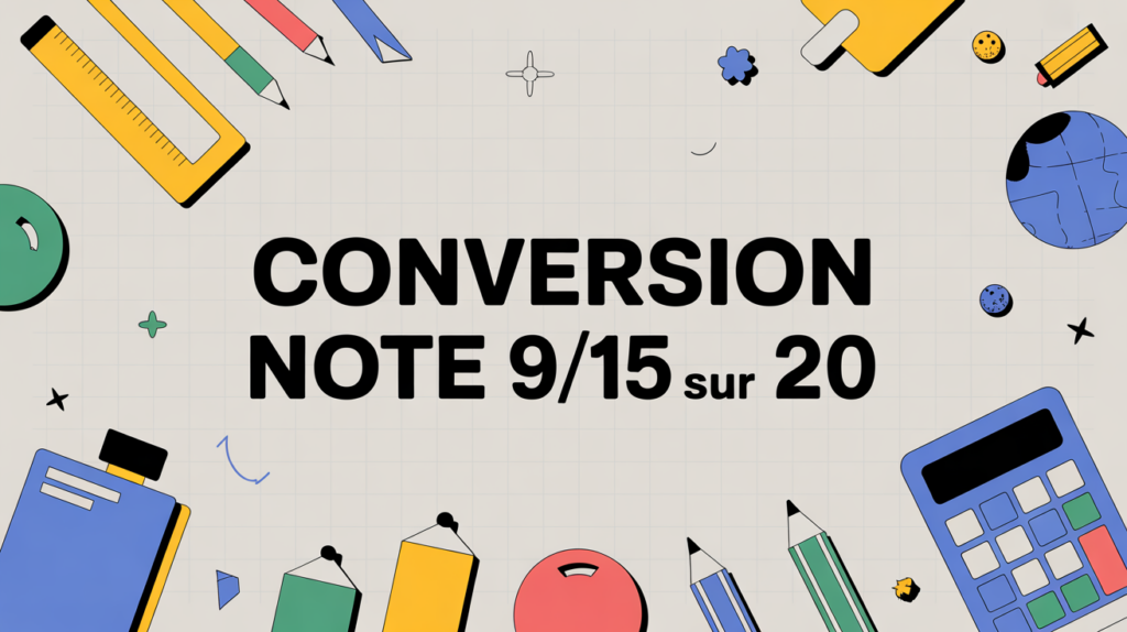 Conversion note 9 15 sur 20 illustration scolaire moderne