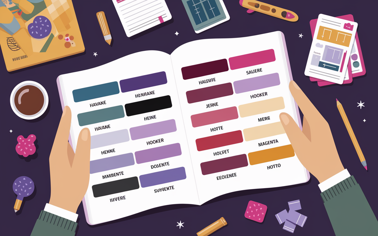 échantillons couleurs en h havane héliotrope