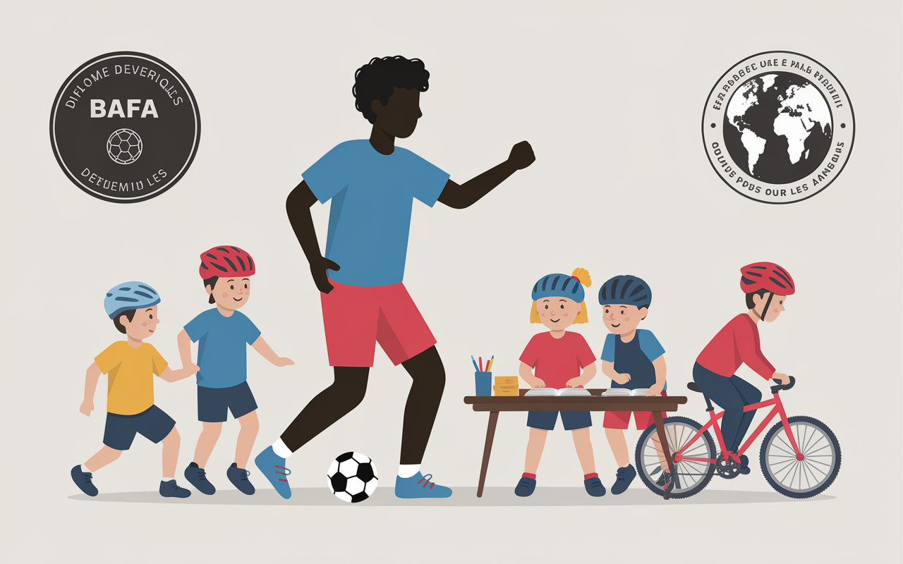 scène sport BAFA garçon au pair avec enfants