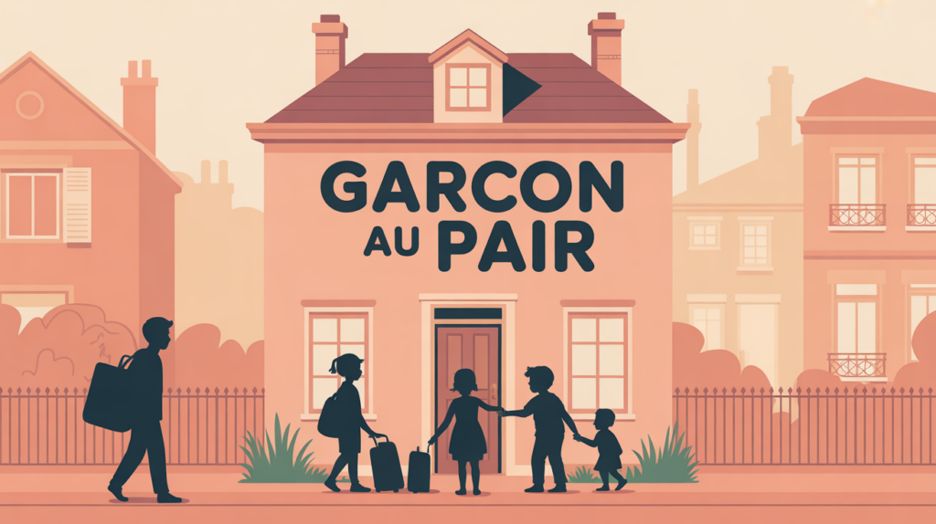 visuel garçon au pair devant maison enfants quartier