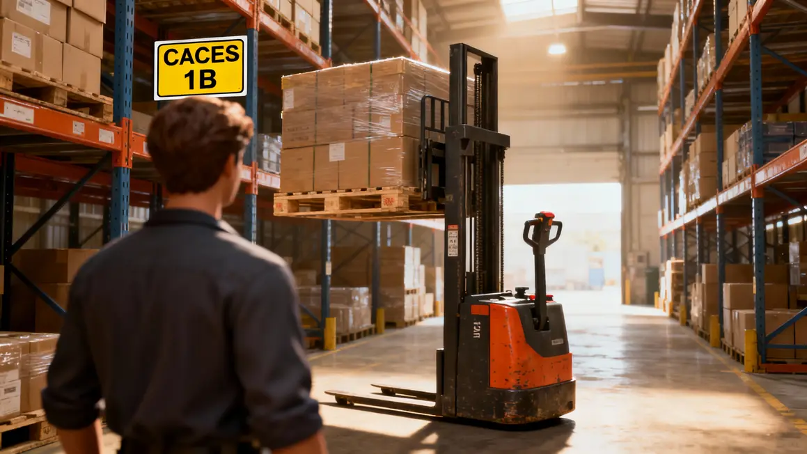 Gerbeur électrique CACES 1B palette 1m20 sécurité