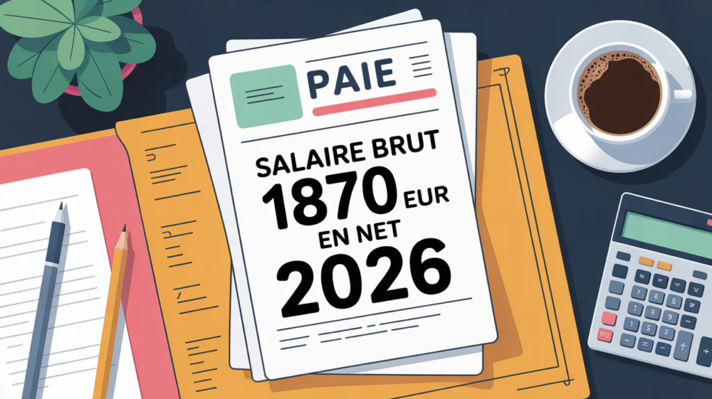 illustration fiche de paie salaire brut 1870 euros net 2026
