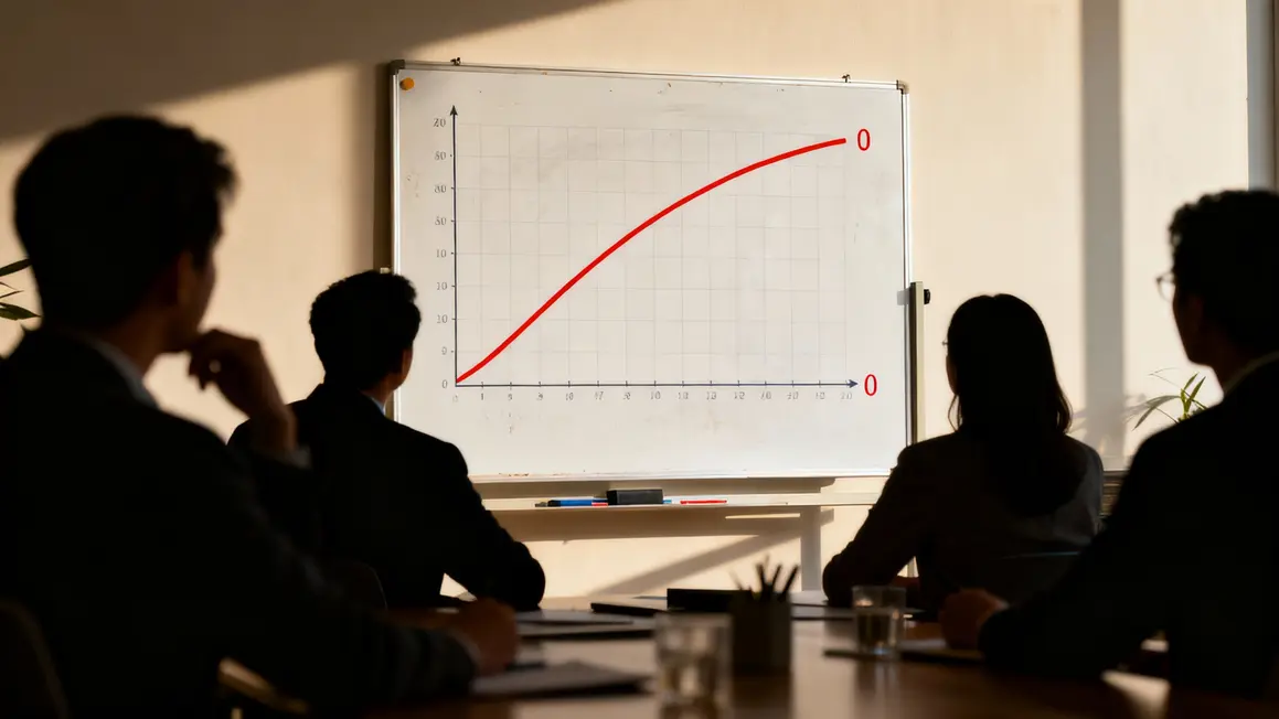 Tableau blanc avec seuil de rentabilité et silhouettes analysant les données